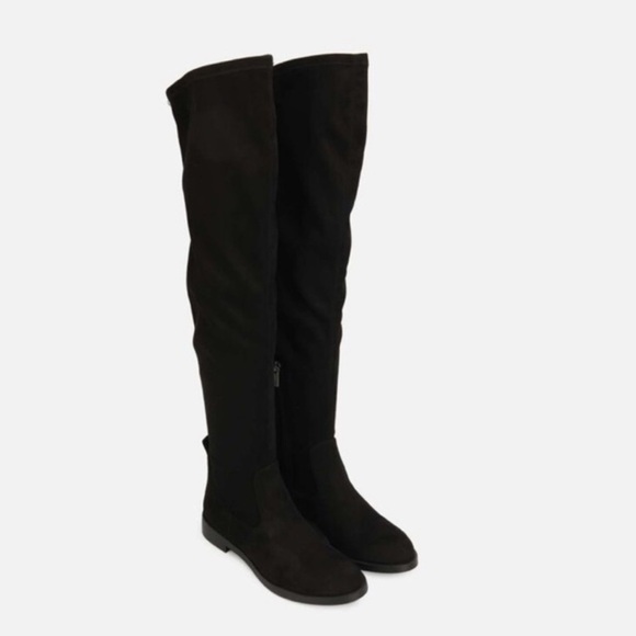 Kenneth Cole Reaction Wind-Y Over the Knee Black Suede Boots - Picture 2 of 16